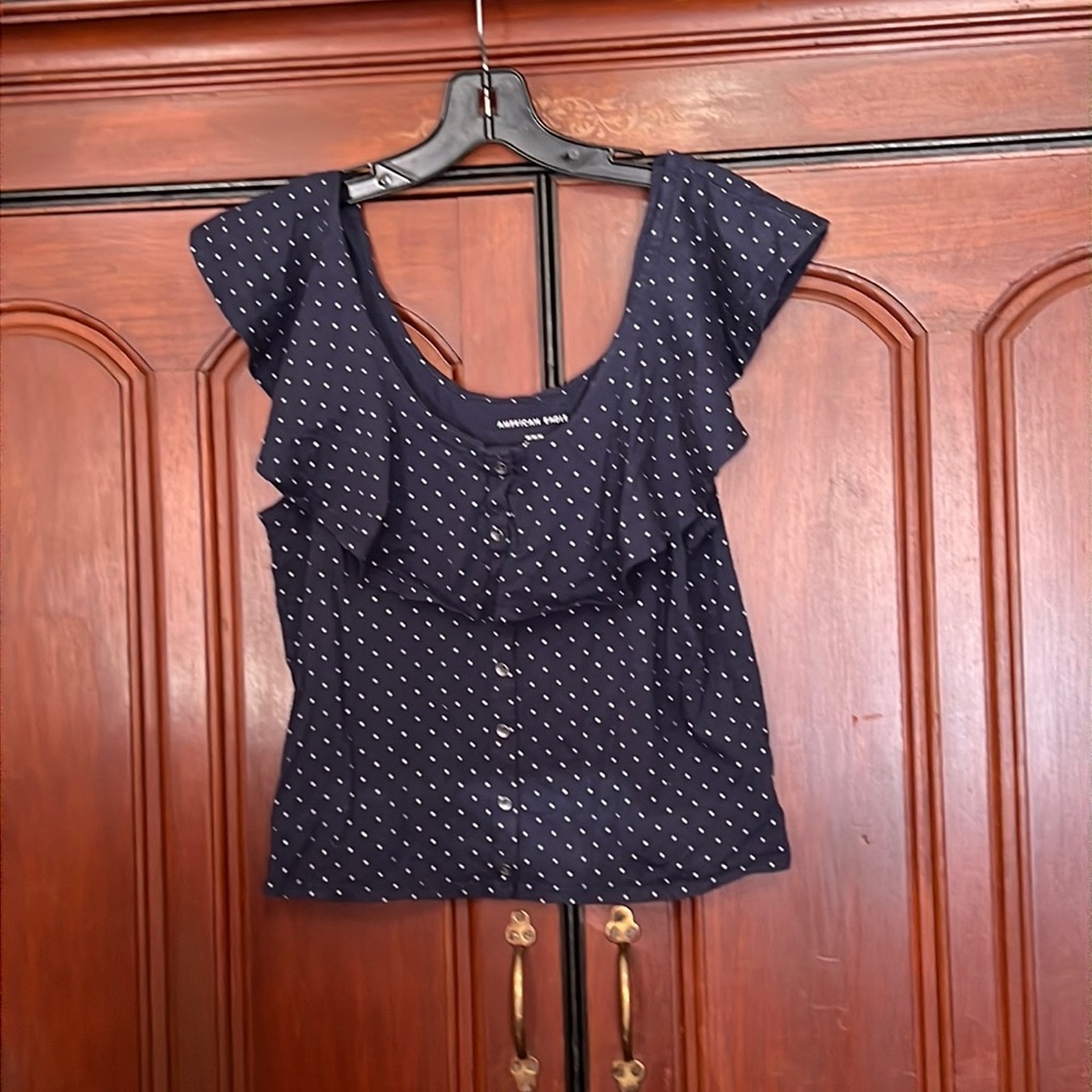 American Eagle Scoop Neck Ruffle Top Size Medium